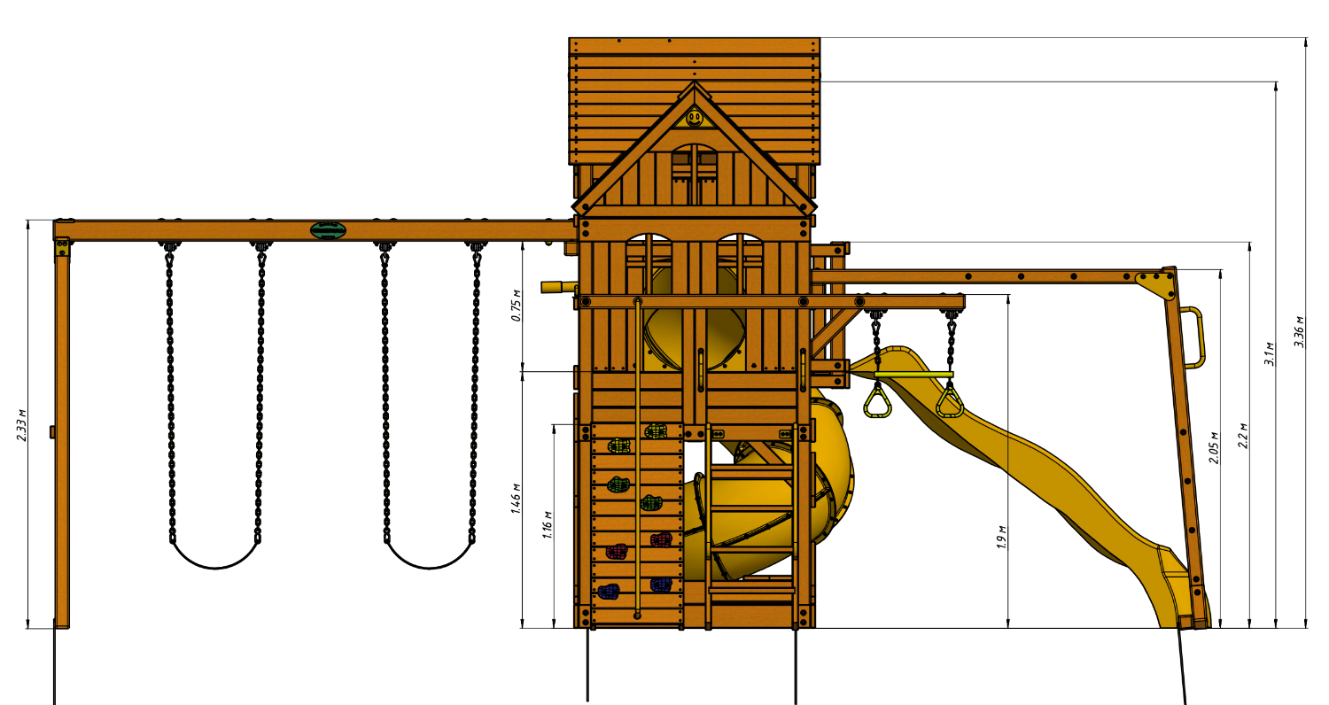Схема детской площадки MoyDvor ПАНОРАМА с трубой, спуском и рукоходом (10104 05)